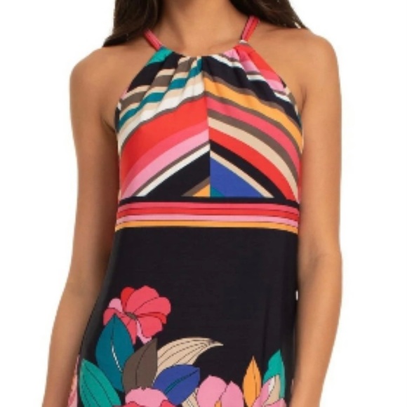 Trina Turk Tropical Print Halter Style Dress Size XS - Picture 2 of 8